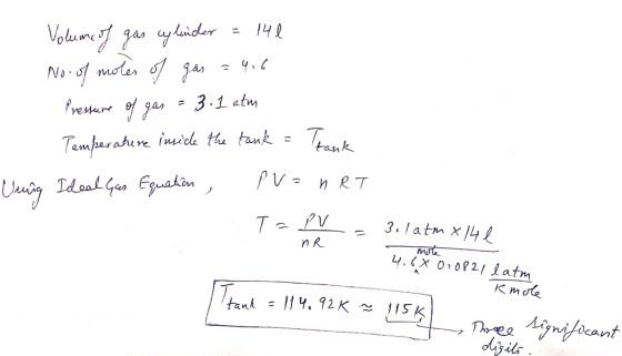 Volurgas ydar No 3.1 atm yessaun ofyas Temparahere insick te tauk tank PV-nRT Ueuay Ideal Geo Euakin 3.1atm x /4 n R mote 4.x