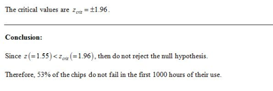 The critical values are Zeit +1.96 Conclusion: Since z1.55)1.96), then do not reject the null hypothesis. (-1.96), then do no