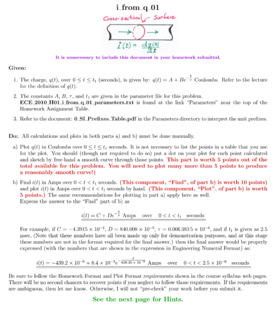 i from q_01 Cross-sectiona Surface > It is unnecessary to include this document in your homework submittal. Given: 1. The cha