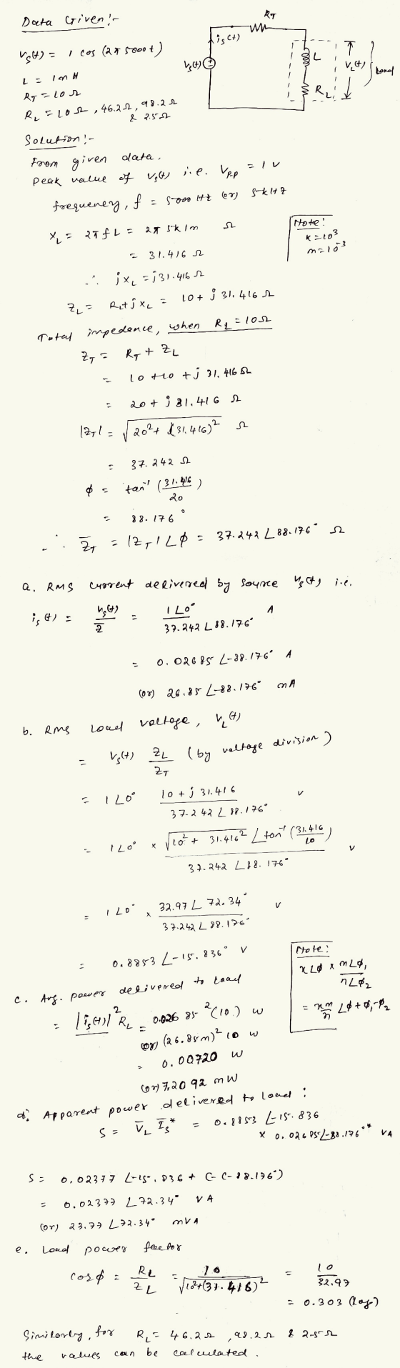 Rag is ct) - hood In H Rg = lor R =lor ,46.22, 98.22 & 2.502 ,.e. upp Kalo3 malo R₂ = 102 Total impedance, when Zz = Rg + ZL