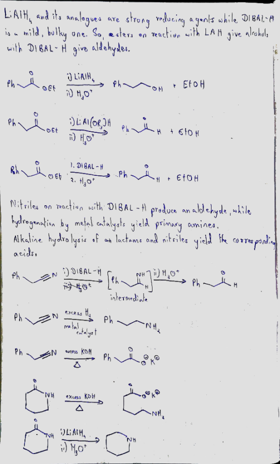 Liath, and its analogues ave strong reducing a gents while. DI BA2-4 is a mild, bulky one. So, asters on reaction wit LA H g