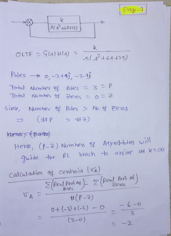 page - I k 81 8² +68+25) OʻLTF = 913) H1B) = k S12763475) Poles 0,-3+4j, -3-4 Total Number of bles=3=P Total Number of zeros