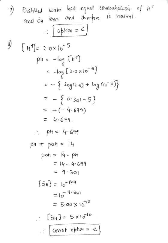 z -log 2-0 x1o - S o-30l - 5 (-4-699) 46 ph = 4.699 Poh 14- Ph = 14-4, 699 -30 lo