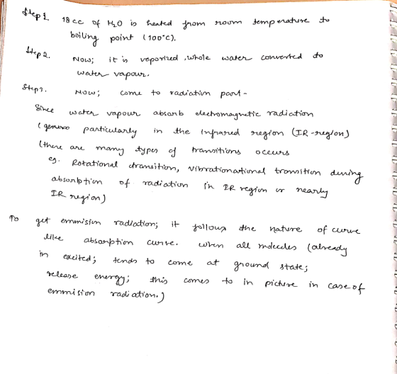 flep I to temp erature heated from 18 cc of HzO is bội Ung point (100°C), to Hep: converted water 2. it s vepored ,whole Now;
