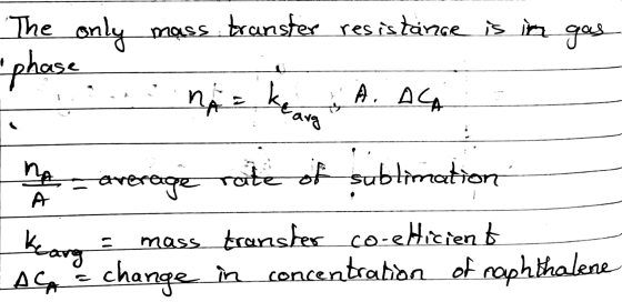 phase The only mass transter resistance is in gas Linnas keam Ä. AGA me averenge rate of sublimation Kara = mass transfer co