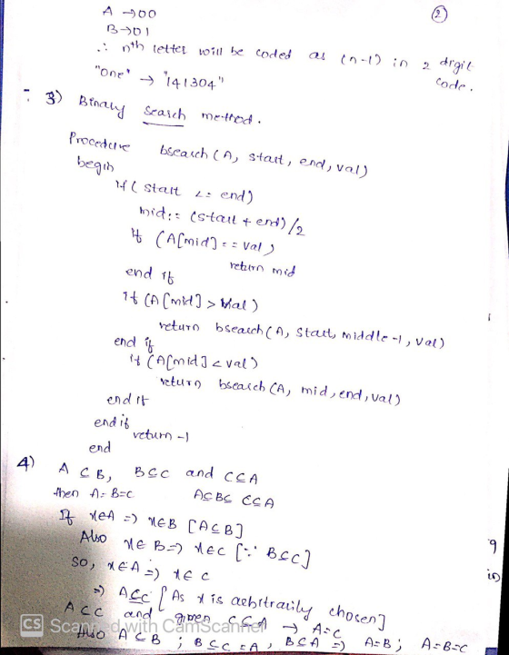 A-60 Bto .: nth letter will be coded as (n-1) in 2. digit Code. one + 141304 Benaly search method. Procedure bsearch CA,