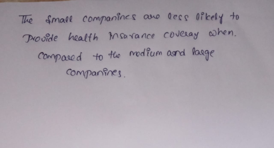 The Small companincs ano decs Ofbely to Drovide health sefance covesay when. modtum ge Companine