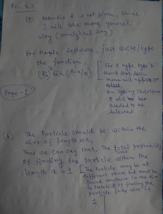 Pr. 4,3 m at (a) Appendix A is not giren, Henee I will use more general way Canalytical way) for Maple software, just write/t