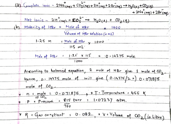 (a) Gplete inic -2Narat Coe+2Het2Br 2- H, g 2Nae)+28e Net innic- 2Haao H2otCg) Mole of HBr दो Molarity of HBr Volume of HBr