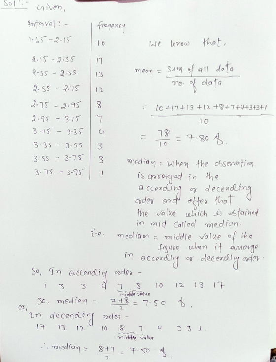 Sol criven, gonterval! - frageney 1-65-2015 10 lale lenow that, 2.15-2.35 11 2:35 - 8.55 13 mean = sum of all date no data 2-