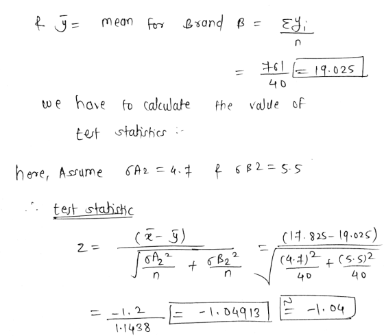 we have fo cacuwate the vade of tet stahshcr test s x-5) (11.825-19.02 ç 2= 0 2 1-1438
