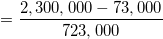 2. 300,000 - 73.000 723,000