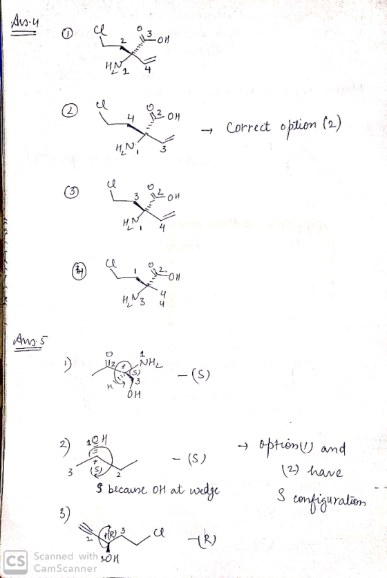 @ 4 R2 04 - Correct option (2) Aus 5 o into ( , - (S) option U and (2) have I because of a S configuration Scanned with 10M C