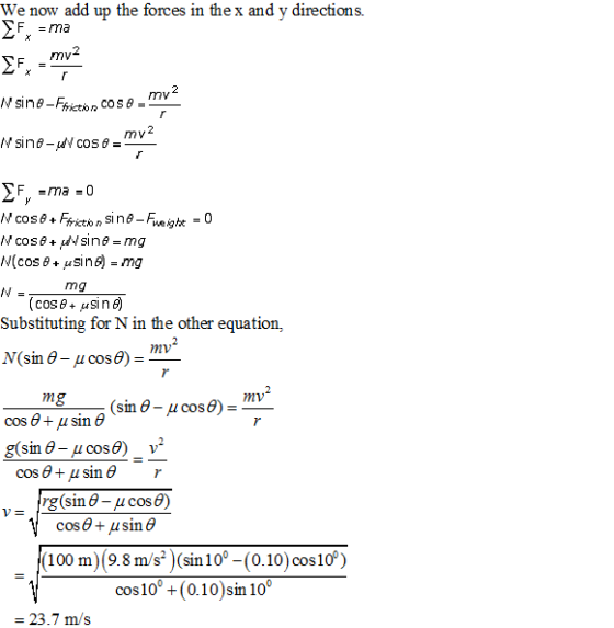 We now add up the forces in thex and v directions. ma rmv mv mv NcoFiction sine-Fweighe - mg (cos θ + uSin6) Substituting for