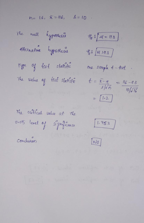 S10 n=16, l1G, The null 13 Alernatne hypoRees One sample t-test Yotet stathtic fest statiste Tha value 16-113 1.2 Ta uitfcal