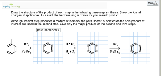 Draw the structure of the product of each step in