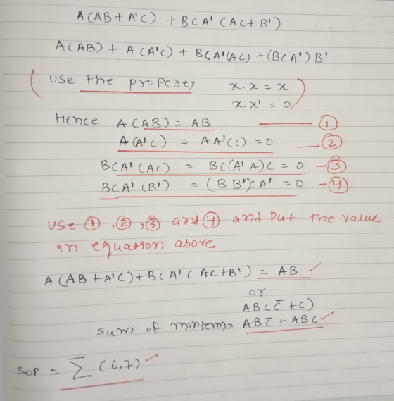 A CABT A() + B C A CACHB) ACAB) + ACAC) + BCAVAL) +(BCA B ( use the propesty x.x = x x.x -o Hence ACAB) = AB A CAI() =