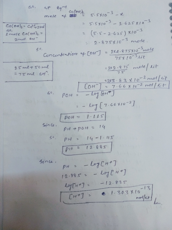 at e 50 caton mele -e caleH)= Ca2e# 55x10 2-625I03 mete Cal oH),= 2met - (S.-2.625)/o-3 2-875x/0- mete = 2x.875x/omete 7x(0-3