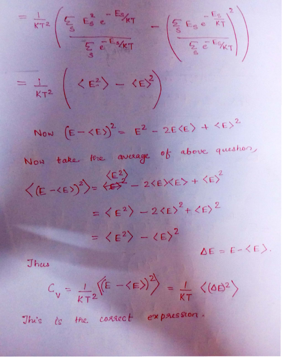 Es/eT Es 9. ww e. KT KT2 Es/RT e T 2. e E E KT2 EE)E2 -2EKE) E2 Now average ob above. queshon tere take NOw KE2) 2 EXE + KE 2