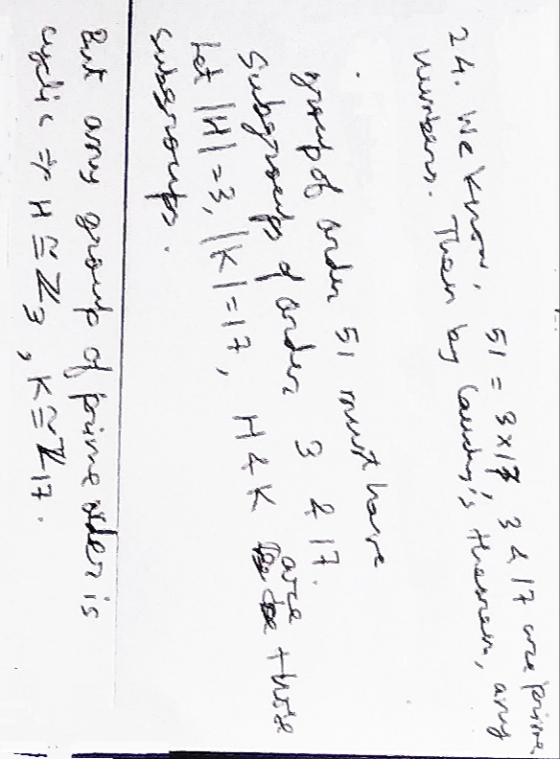 51 = 24. We kron, 3x17 34 17 are prime warrbens. Then by laurdays thesren, any arce group of ander 51 must haure subgriseups