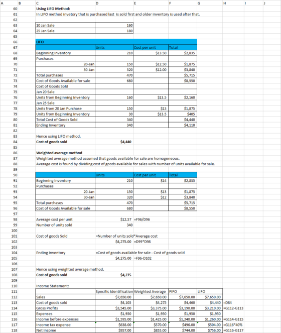 Using LIFO Method In LIFO method invetory that is purchased last is sold first and older in is used after that. 10 Jan Sale 2