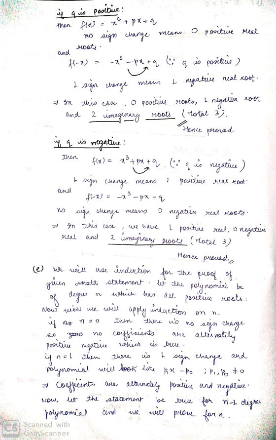 i qus positive then flod = x² + patq . no sign change means o positive real Hoots and fl-x) = x _ pt + q ( q us positure ) t