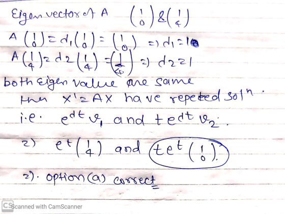 Eigen vector of A Cole ( A = dolo) = (6) a) di = 10 A ( 4 ) 2 d 2 (6) d) a) daal both Eigen value are some the X 2 AX have r