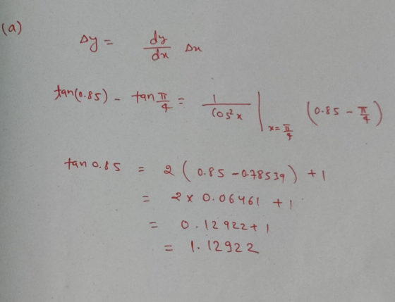 (a) dr d Au tentess) tan 0-8 5 Cox tan o.8S 0.s-038539+ 2x 0.0646 +1 o.12 922t 1 1 12922