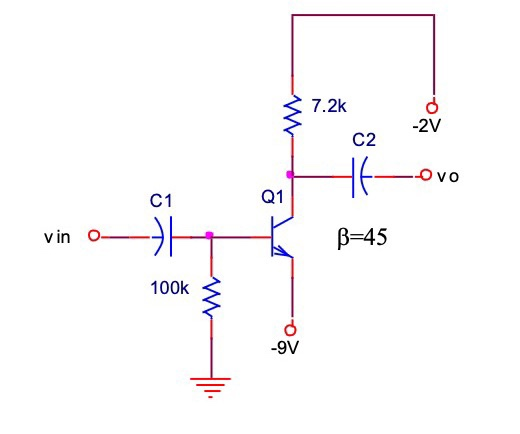 7.2k -20 C2 Ovo C1 01 vin 0. B=45 개 100k -9V