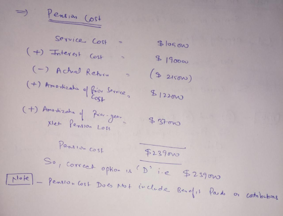 づ Pens Cost Sexvice Cost ( +) Tntex est 19000 Cost. 122 2 ost Ponsio cost So, Corr eas opkon 12 千239oro