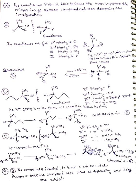 fors enantiomer first we have to draw the non-rupsimposable minor image of each compound and then determine the configuration