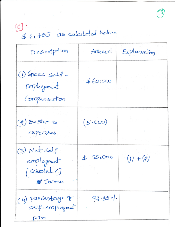 46t165 as caloulaled beloco () gybss self 6oLoao expenses 3) Net self 未551000 Tcoma gelf-emplaymt