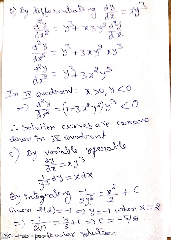 1) By differentiating a - rys py 9373&y? vy? y = y² + 3 x 245 Тя л очеdstart: oy 40 -) = +3x*y2) y3 <0 solution curves are co