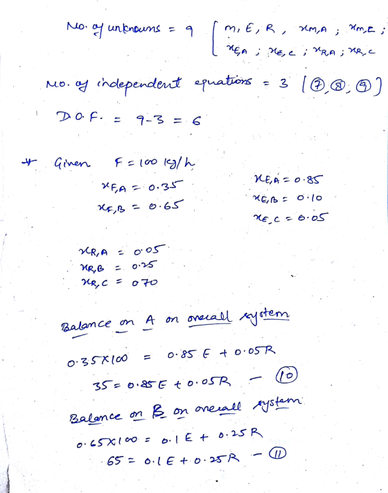 No. of unknowns = 9 m, EGR, rem, a Hm, I ; j HEA ; Re, e ; URA ; RR, Mo.of independent equations = 3 *®;) DOF. 9-3 6 Ginen F