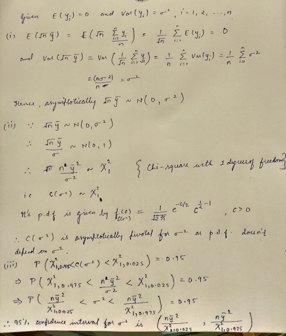 Given ElY;) = 0 and val();) = 0, i=1,2, ..., (in Elinj) = { (in & 9) = 1 / 2 & E (Y) = 0 and ver con y) = var t & 9) = 1 { va
