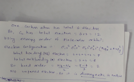 One Carbon atom has total 6 electron So, a has total electron = 6x2 = 12 lesing energy order of Mole calor arbite: Electron c