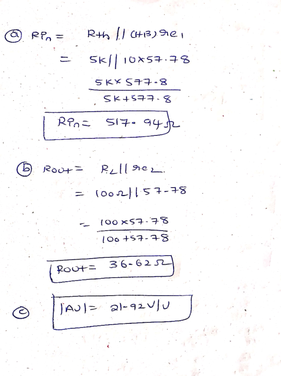 Rth !! Ch+13) Shei. @ Ren= = 5k 110x57.78 SKX577-8 5k577.8 1 Rin= 517. a4h. © Roura Rell sien = 100.21157-78 = 100*57.78 100