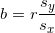 \small b = r\frac{ s_{y}}{s_{x}}