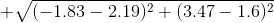 + \sqrt{(-1.83-2.19)^{2}+(3.47-1.6)^{2}}