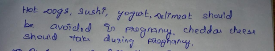 Hot dogs, sushi, yogurt, Delimeat should be avoided r pregnancy cheddar cheese should take during pregnancy, o an