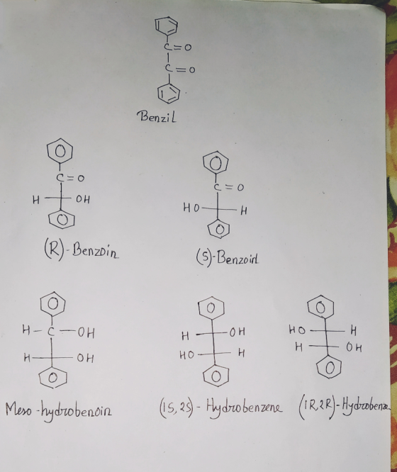 с=0 Benzil с – о с = 0 НЕ ОН но-н (R)- Benzoin (s) Benzoint . Н — c— ОН H — ОН н -он НО -— H Но н — н бн Meso -hydrobendin (1