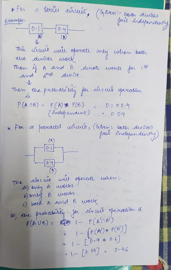 *For Erampler a series circuit, (Gerenin both devices fail independently This necunt will operate only when both the devices