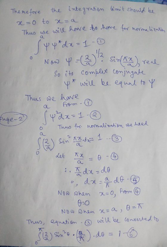 Therefore the integration limit should be x=0 to x=a. Thus we will have to have for normalitatis (4 4 * dx-1- o Now 4 = (2) ?