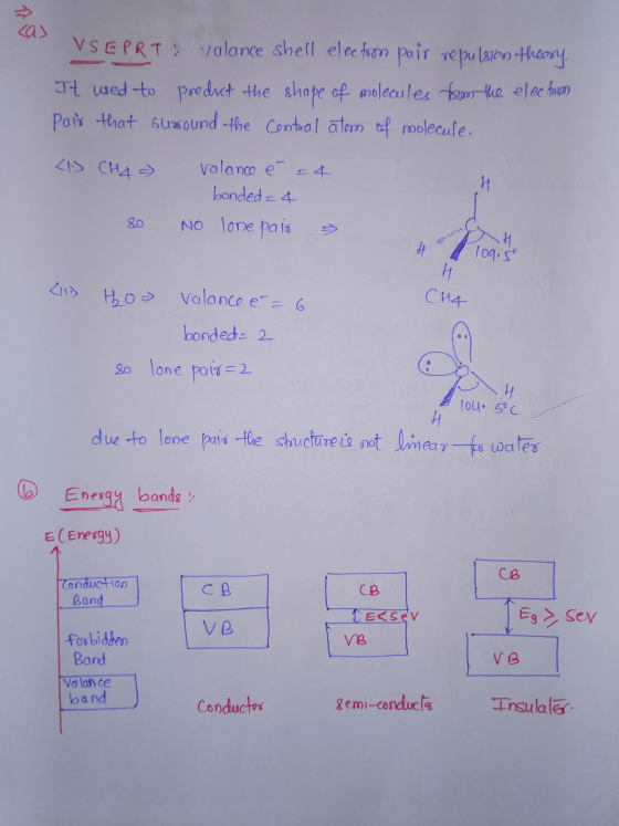 cas VSEPRT: Valance shell electron pair repulsion theory, It used to predict the shape of molecules from the electorum Paid t