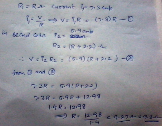 Ri R Cusrent e, 3 4mlp (7.3) R-D R 5.9amlp SeCnd Case R2(R+2.2) :v R (5.9) (R+2.2 -@ foom D and 5.4(R+22) 7.3R 2.3R 5.9R+ 12.