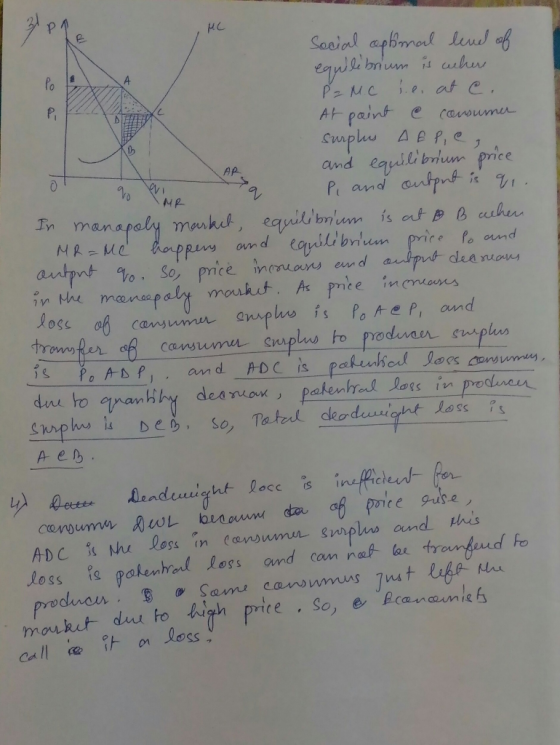 ML Social optimal level of equilibrium is where P = MC se, at e. At paint @ consumer surplus AAP,e,. and equilibrium price P,