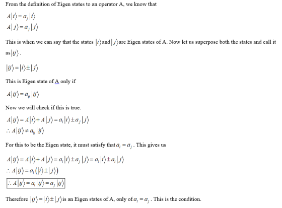 From the definition of Eigen states to an operator A, we know that A\i)= a;|i) Aj) = a; j) This is when we can say that the s