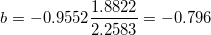 \small b = -0.9552\frac{ 1.8822}{2.2583}=-0.796