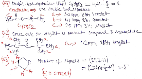 Shto) Double bond equivalent COBE) C4 H8O3 = 4+1 1. Conclusion - One double bond is present . a a 1.2 ppm, 3 Hi Eroplet -ett-