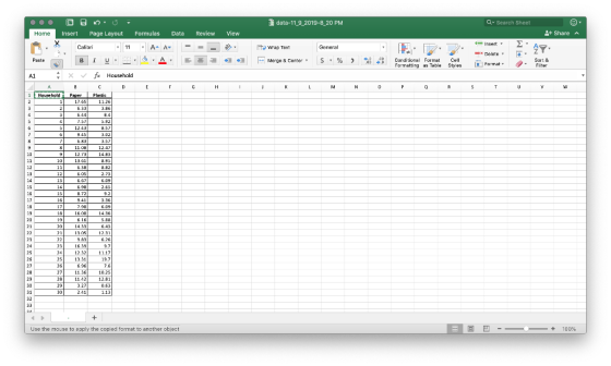 data-11_9 2019-8_20 PM QSearch Sheet +Share Home Formulas Review View Insert Page Layout Data Σ Insert AA wrap Text Calibri
